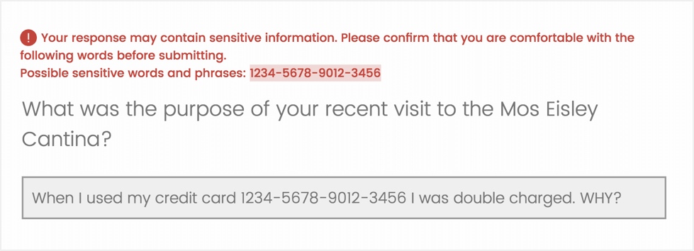 Sensitive information response